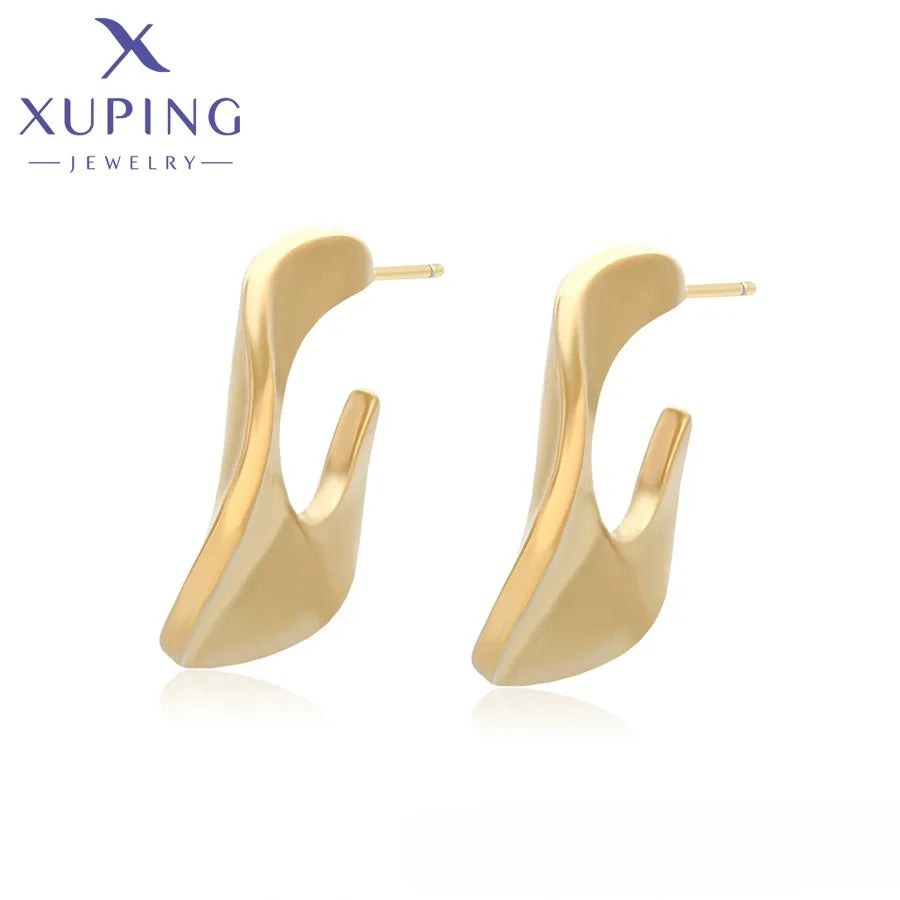 T000953256 XUPING JEWELRY 14K Gold Color Elegant Stainless Steel Fashion Gold Trendy Chunky Indian Earrings