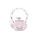 700ml Handblown High Borosilicate Glass Tea Pot Pink Butterfly Lid Button Top for Office Heated Brewing Boiling Tea Herbal