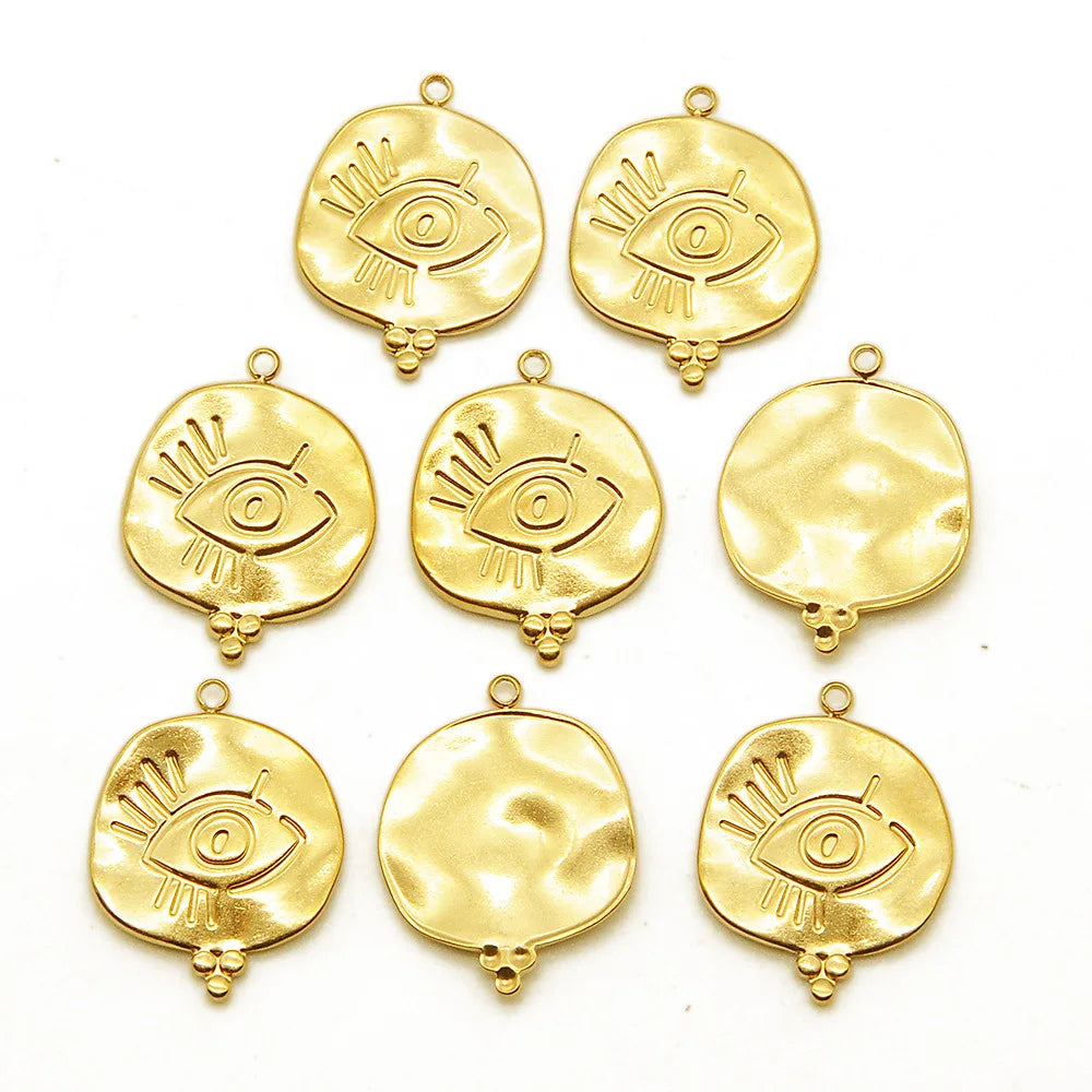 18*23 mm DIY Embossed Irregular Eyes Stainless Steel 18k Gold Plated Pendant Cute Children's Clothing Accessories