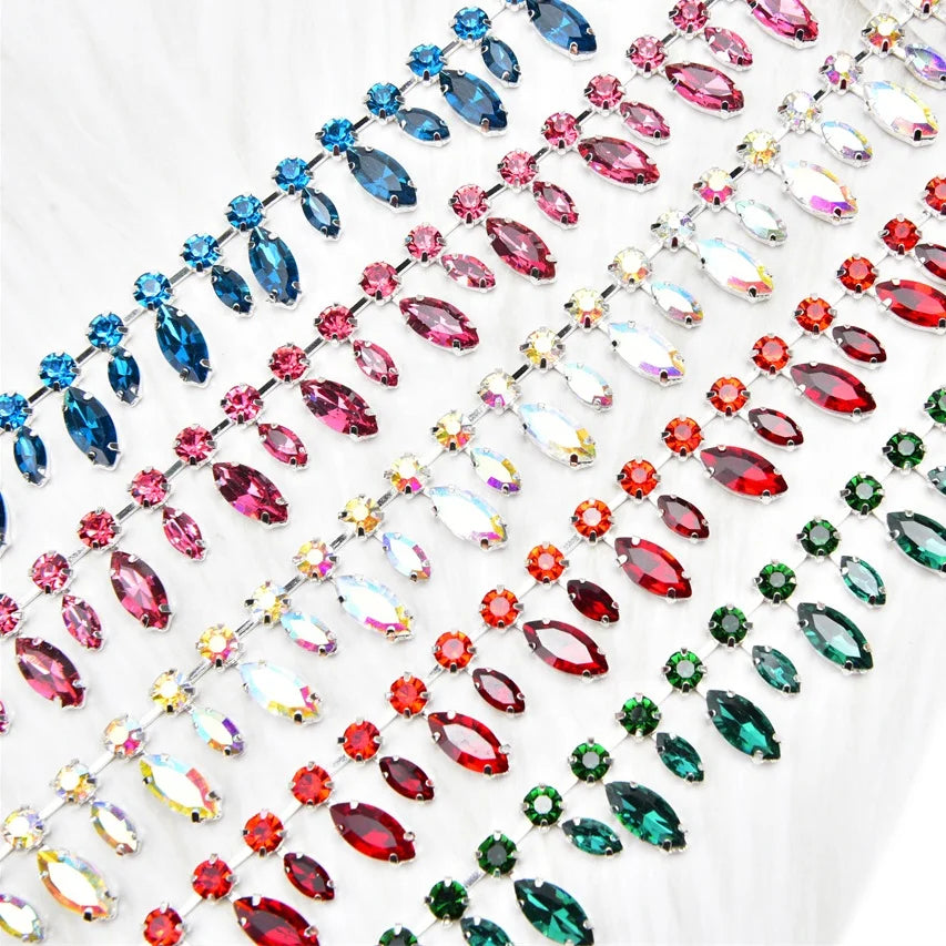 2.3cm Rhinestone Horse Eye Tassel Glass Crystal Cup Chain Trim for Shoes Decoration Clothing Accessories
