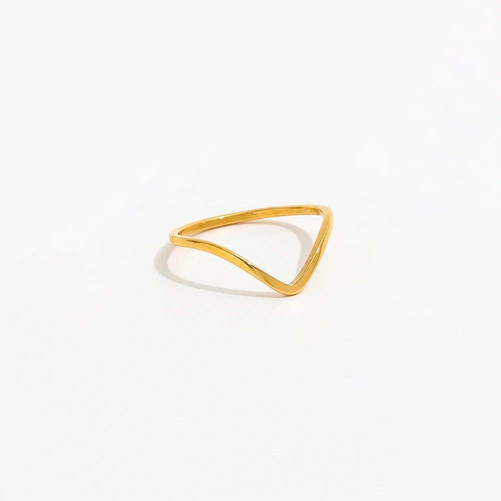 Fenny 18K Gold Plated Wholesale Dainty Irregular Fine Arrow Tail Fold Wear Stainless Steel Finger Ring Trendy for Women