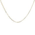 Trendy 14K Solid Gold Paper Clip Cross Chain Link Necklace for Women Party Wedding Engagement Gift MegaBDM