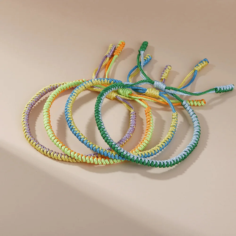 SC Handmade Simple Design Rope String Bracelet Woven Multicolor Friendship Bracelets Custom Woven Bracelets for Women Men