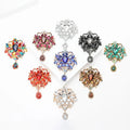 Luxury Bridal Wedding Brooch Banquet Party Women Jewelry Multi Color Glass Rhinestone Large Pendant Brooch Pin