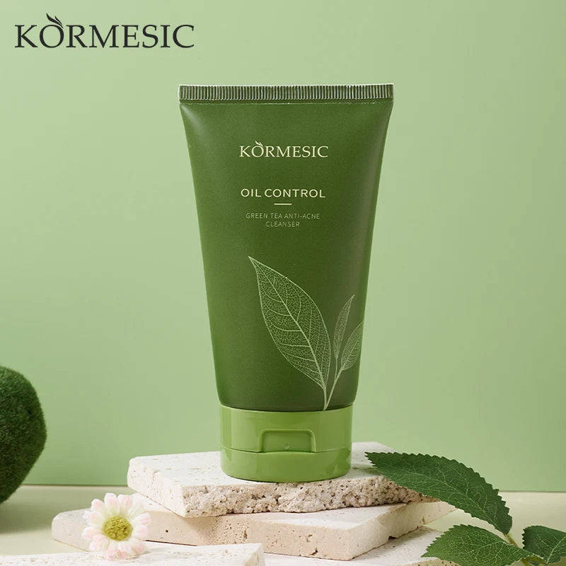 KORMESIC OEM ODM Organic Anti Acne Oil Control Green Tea Face Wash Moisturizing Deep Cleansing Face Cleanser Cream