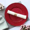 Wholesale Red Color Glass Table  Decoration Underplate Wedding Charger Plate