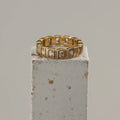 Women Fine Jewelry Stainless Steel 18k Pvd Gold Luxury Personality Full Diamond Zircon Ring