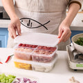 Kitchen Organization Freshness Box with 4 Compartment Food Container Plastic Fruit and Vegetable Storage with Grade Lid