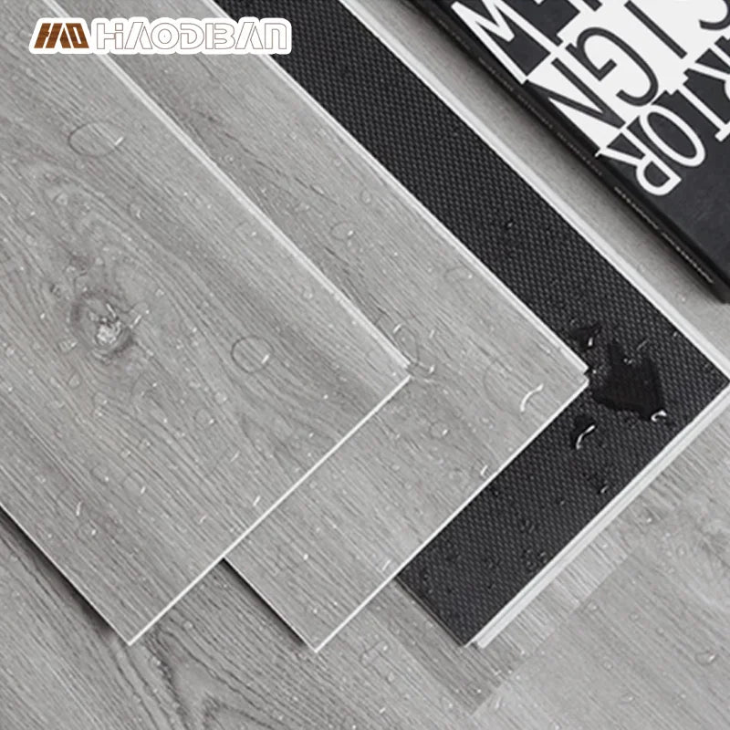 Free Sample PVC SPC Wood Grain Flooring Fireproof & Waterproof Unilin Click Lock Tile with IXPE Underlayment