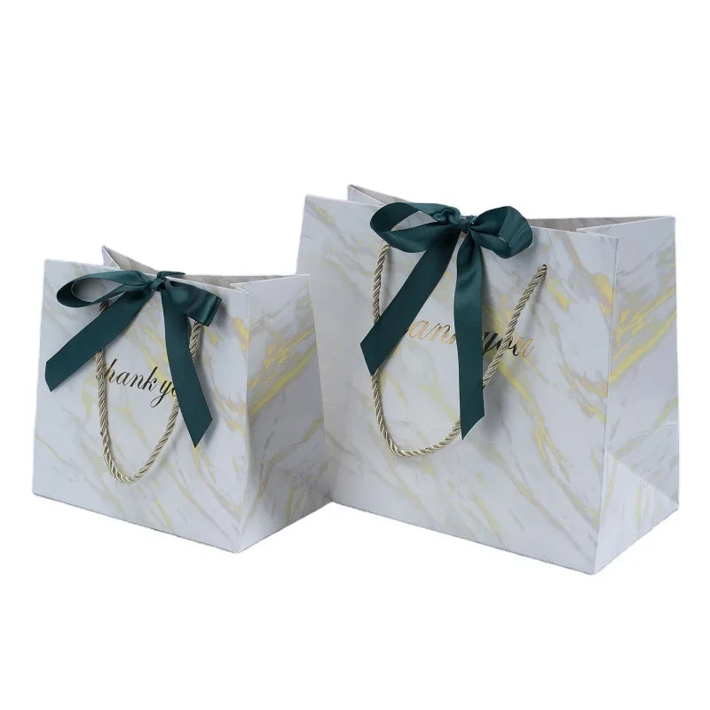 Custom Made Recyclable Marble Printing Coated Paper Shopping Bags Unique Packaging Bags