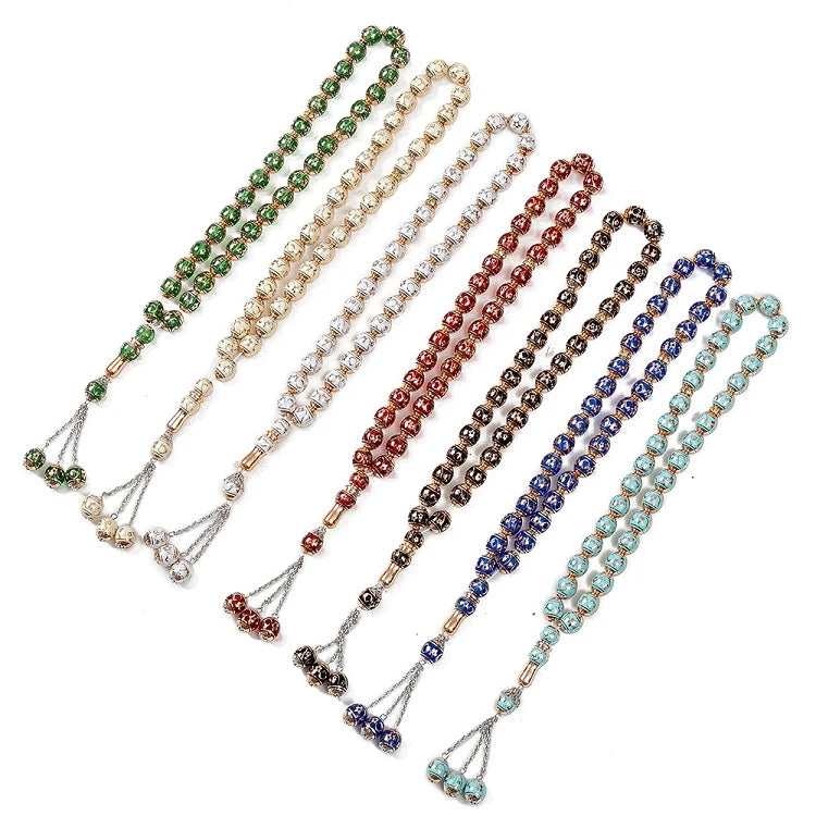 G245 Muslim Islamic Rosary Scripture Laser Jewelry Necklace Beads Chain