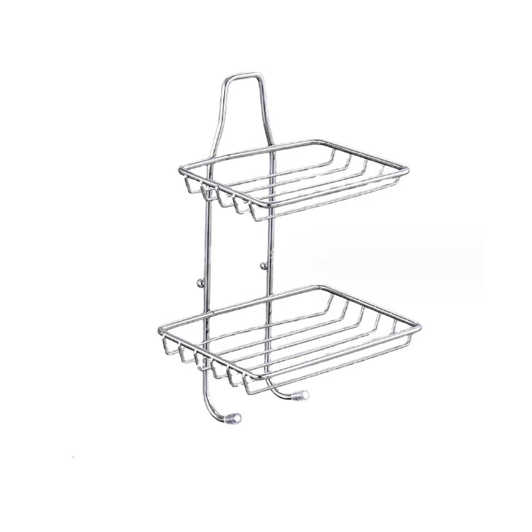 New Arrival Modern Double Layer Stainless Steel Self Adhesive Soap Holder Self-Draining Non-Trace Stick for Bathroom Shower