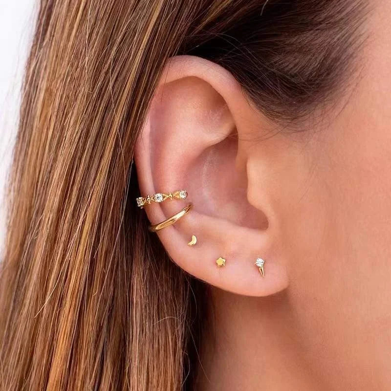 Gaby New 925 Sterling Silver Piercing Cartilage Earrings Ear Piercing Stud Sets for Earring 925 Silver Jewelry Wholesale Jewelry