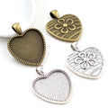 25mm Inner Size Heart Pendant Blank Bezel Tray Fits Cabochon Base Setting Jewelry Making Charms Findings