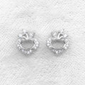 Sterling Silver 4*6mm Semi Mount Stud Earrings Empty Frame Support Blank Setting S925 Base Without Center Stone for DIY Inlay