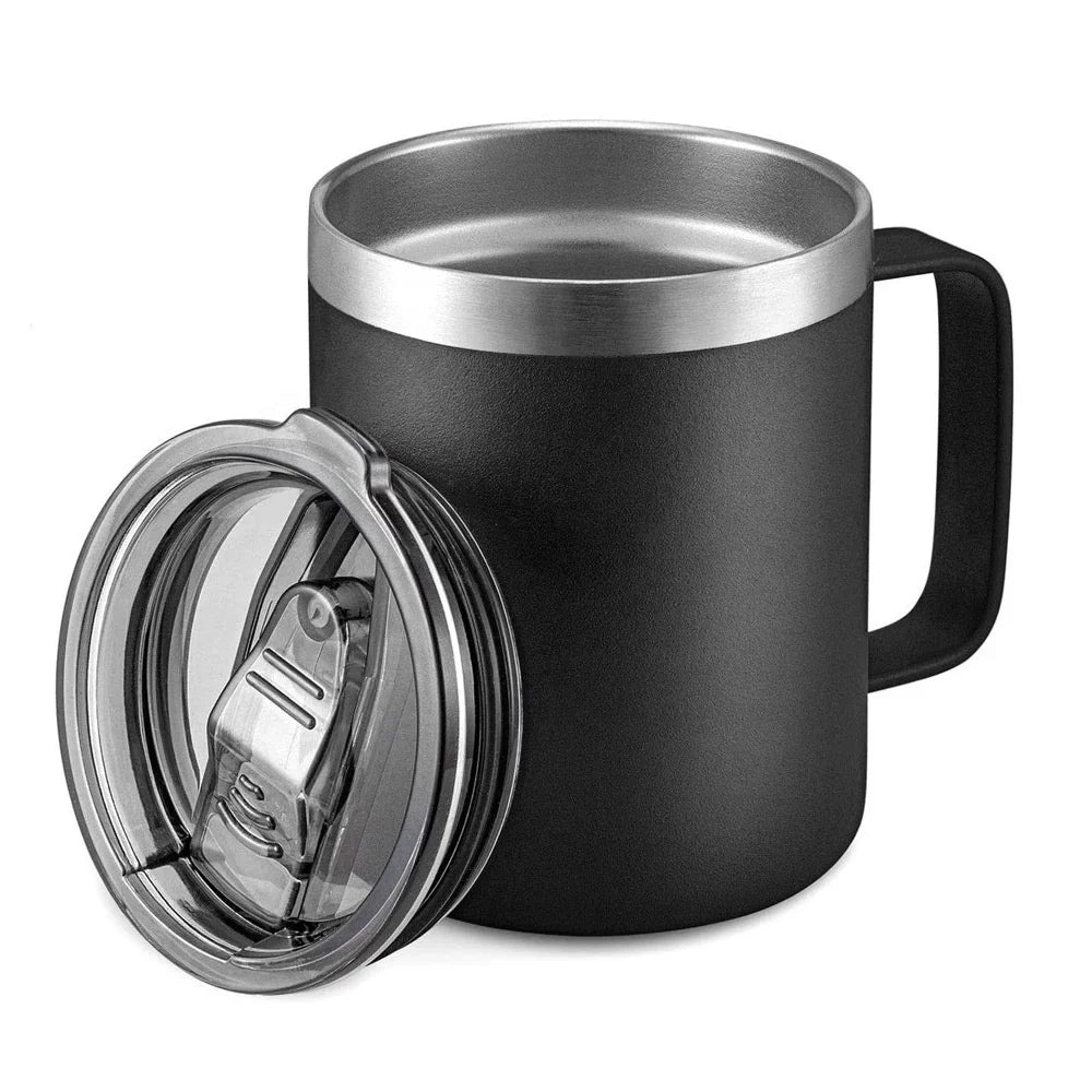 12oz Office Coffee Mug with Handle 304 Stainless Steel Double Wall Vacuum Cup Colorful Thermos Mug with Lid