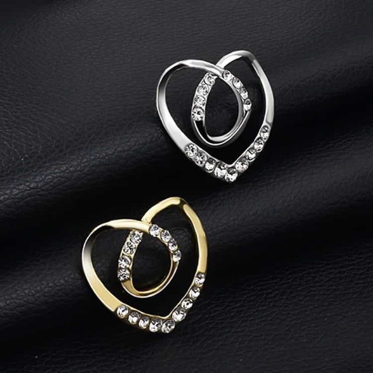Wholesale T-shirt Heart Shaped Stones Brooch Silk Scarf Ring Clip Scarf Shawl Buckle