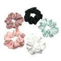 5 Colors Wholesale Oversize Silky Hair Scrunchies Soft Plain Fabric Elastic Band Girls Ponytail Holder Bracelet Accessories