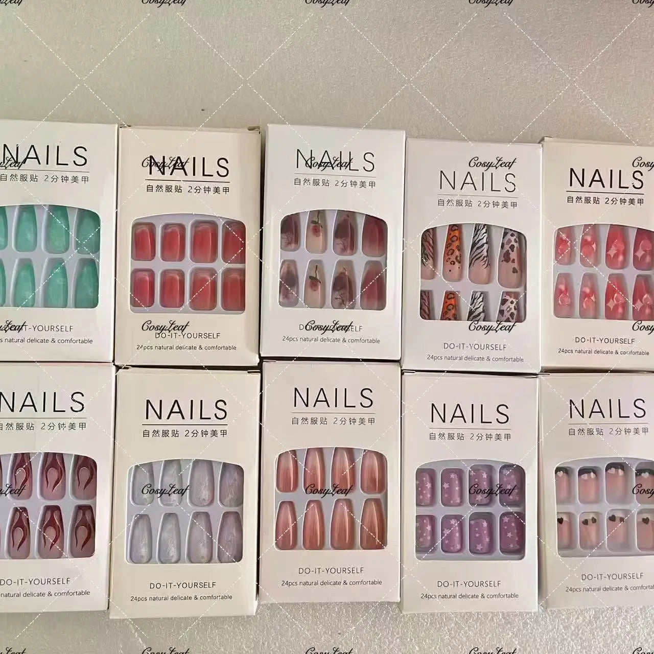 Press Nails Vendors Rhinestones Abs Acrylic Designed Packaging Box Custom Private Label Medium Press on Nails