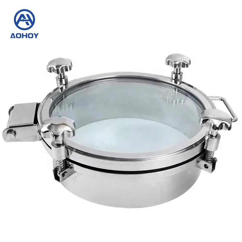 Aohoy Food Grade Sanitary Ss304 Ss316 Round Full Glass Manway Manhole Cover MegaBDM