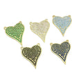 CZ8158 18k Gold Colorful Zircon CZ Micro Pave Love Heart Double Loops Pendant Elongated Love Heart Pendant for Jewelry Making