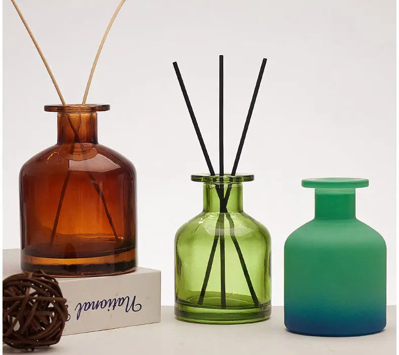 Matte Black Reed Diffuser Glass Bottle Reed Diffuser Glass Bottle with Wooden Lid