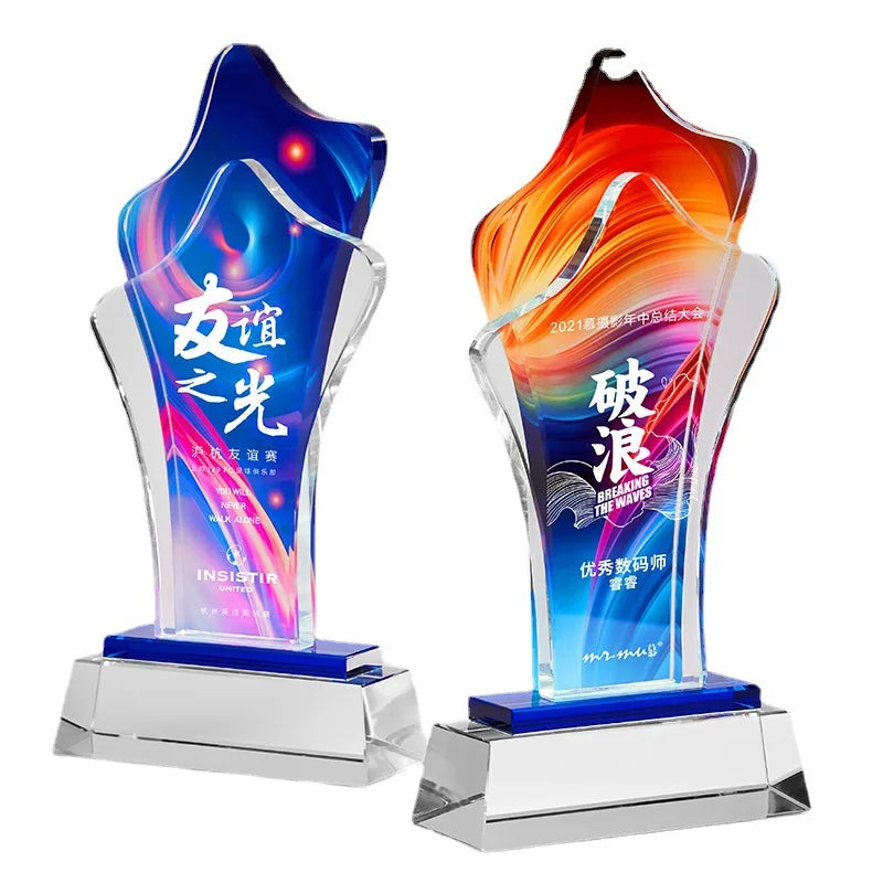 Personalized Full Color Printing Optical Crystal Glass Trophy MH-NJ0244