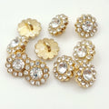 Whoelace 12mm Shirt Rhinestone Fancy Golden Buttons Crystal Diamond Flower Shaped Buttons for Clothing