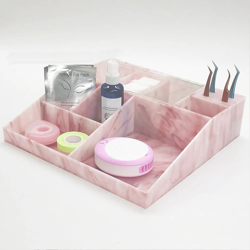 Custom Logo Marble Individual False Magnetic Acrylic Lash Tile Eyelash Storage Book Box Empty Organizer Case