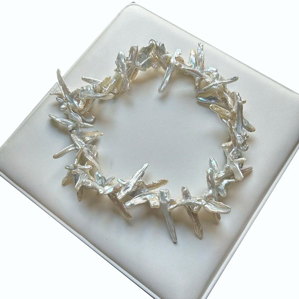 30-40 mm Cross Baroque Nature Pearl in Strand Loose Wholesale Freshwater Pearl in Strand 38 cm