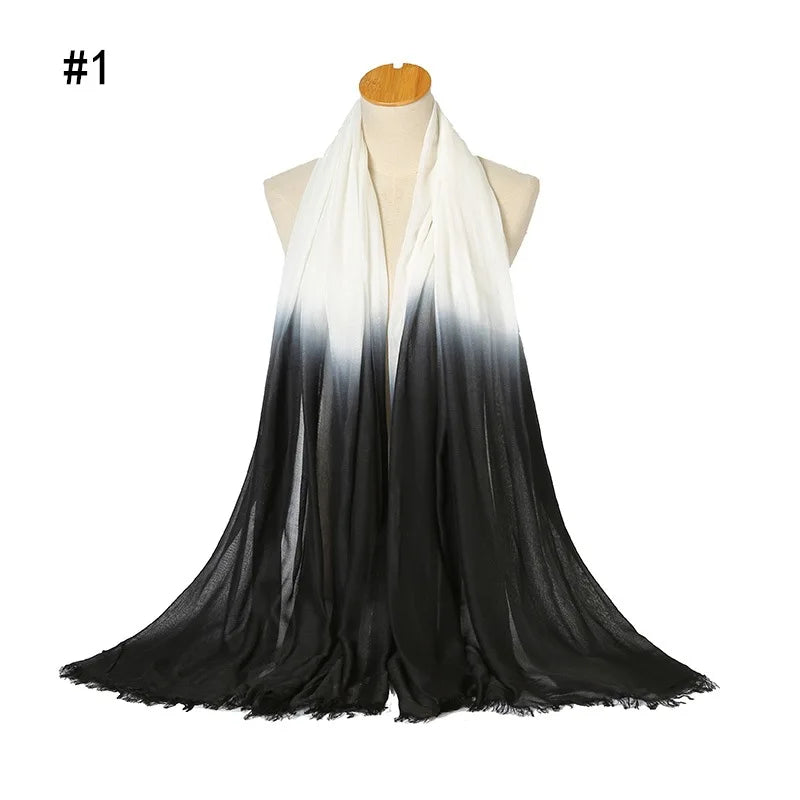Hot Products Style Fantastic Gradient Wholesale Custom Fashion Borong Shawl Premium Tudung Scarf Viscose Hijab Wrap for Women