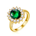Designer Style Femme Synthetic Emerald Oval Cut Rings 12 Zodiac Birthstone Charms Wedding Party Gold Plated Women 925 Sterling