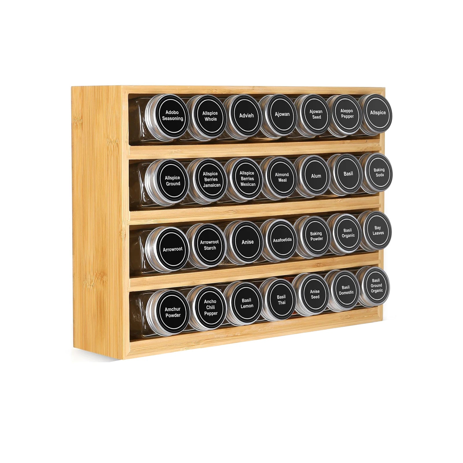 Bamboo Spice Rack Organizer Wall Mounted Type Spice Storage Holder 4 Tier Wood Hanging Shelf Spice Organizer Storage Kitchen