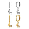 YHE0238 Women 925 Silver Earrings Fashion Zircon Butterfly Dangle Earrings for Women Animal Sweet Colorful Drop Earrings Jewelry