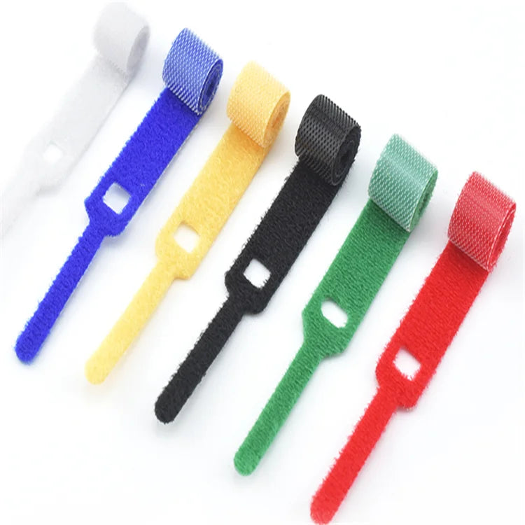 Colorful Flexible Automatic Double Side Reusable Carry Self Gripping Cinch Straps Adjustable Hook Loop Cable Tie