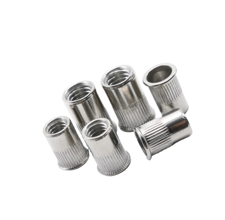 1/4 5/16 3/8 1/2 Threaded Inserts Steel Blind Jack Flat Head Knurling Riveted Nut for Metal Screw Petal Nut Expansion Rivet Nut