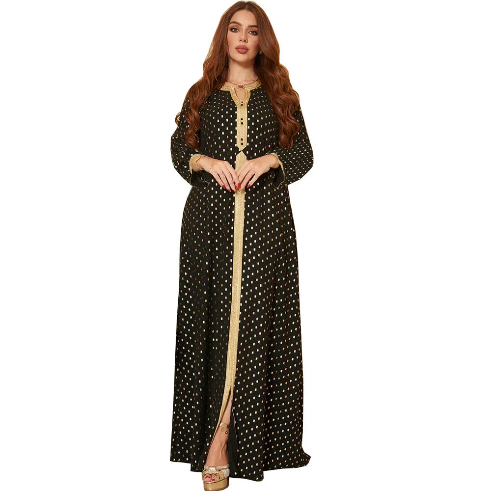 2022 New Robes Fashionable and Comfortable Large Size Lace Hot Gold Muslim Women Dresses