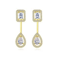 LUOTEEMI New Fashion Clear Cubic Zirconia Square Drop Earrings Crystal Brand Wedding Earrings for Women and Girl