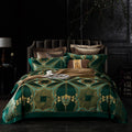 ODM/OEM Luxury Retro Soft Silky Green 100% Mulberry Silk Top Bedding Set European and American Style 4pcs