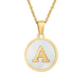 New Round Shell Stainless Steel Letter Necklace Ladies 26 English Letter Pendant Jewelry