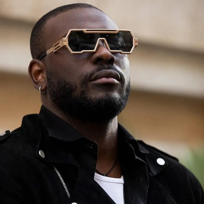 2267 Metal Square Frame One-piece Sunglasses Sports Outdoor Trend Futuristic Fashion Hip Hop Men Custom Shades for Men Color