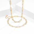 Daidan Textured Rectangle Gold Plated Jewelry Silver Chain 18K Rectangle Paper Clip Chain Necklace
