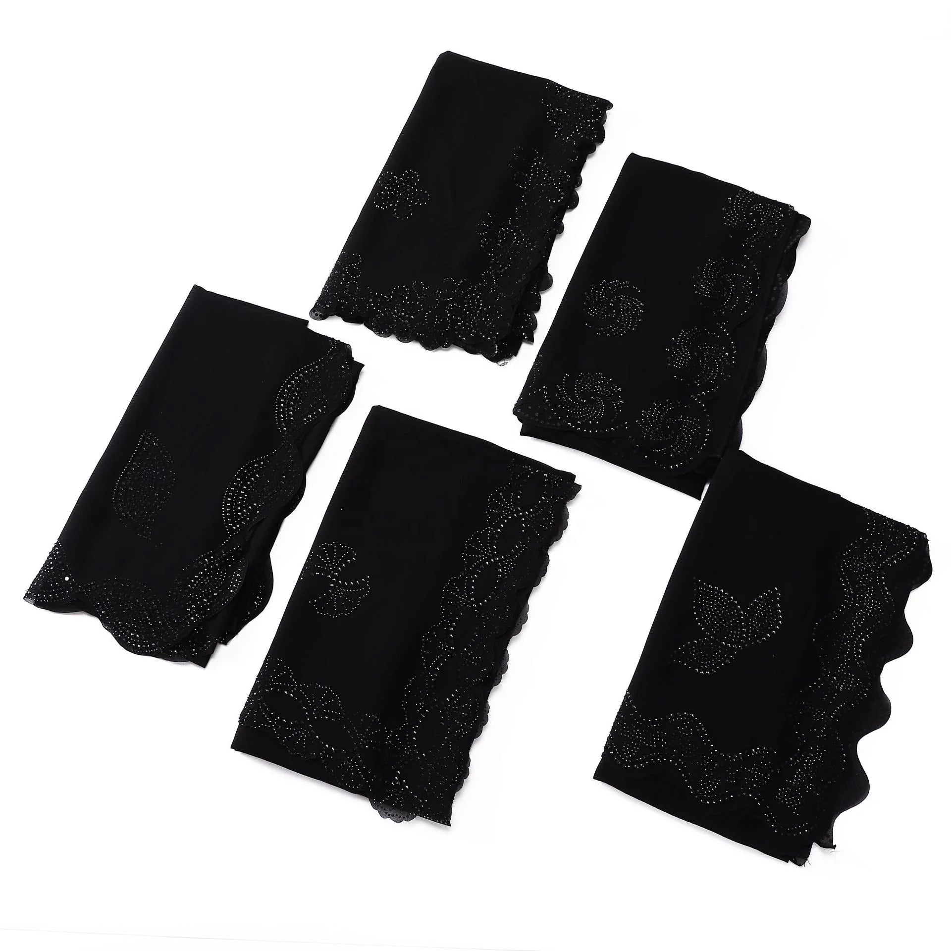 Zifeng OEM Muslim Turban New Arabic Middle Eastern Black Shawl Diamond Plain Chiffon Square Scarf