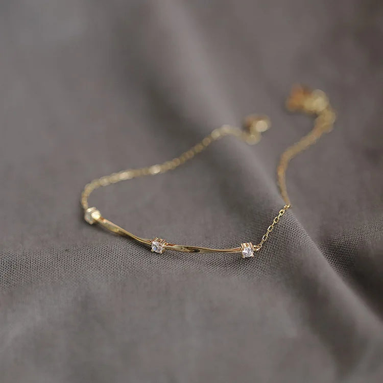 2022 New Arrival Women Thin Chain Sterling Silver Bracelet Delicate Sparkling S925 Cubic Zircon Bracelet