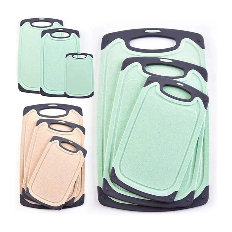 Wholesale 3 Piece Set Multifunctional Non-slip Kitchen Plastic Cutting Board Portable Chopping Board Set with Comfortable Handle