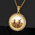 Drop Shipping Hip Hop Custom Pendant Personalized Round Picture Frame Memory Photo Pendant Necklace for Men