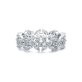 Luxury 925 Sterling Silver Four Leaf Clover Ring Sparkling Simulated Diamond Zircon Stones Elegant Non-Adjustable Band for Women