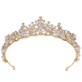 Plastic Pearl and Bridal Wedding Bride Rhinestone Crystal Tiaras Crown for Queens Corona Hair Jewelry