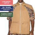 OEM Custom Men's Summer Casual Loose Cotton Twill Shirt Custom Print Pattern Zip Shirt