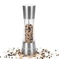 8-Inch Fashionable Stainless Steel and Acrylic Pepper Grinder with Ceramic Mechanism Home Kitchen Use Salt Pepper Spice Mill